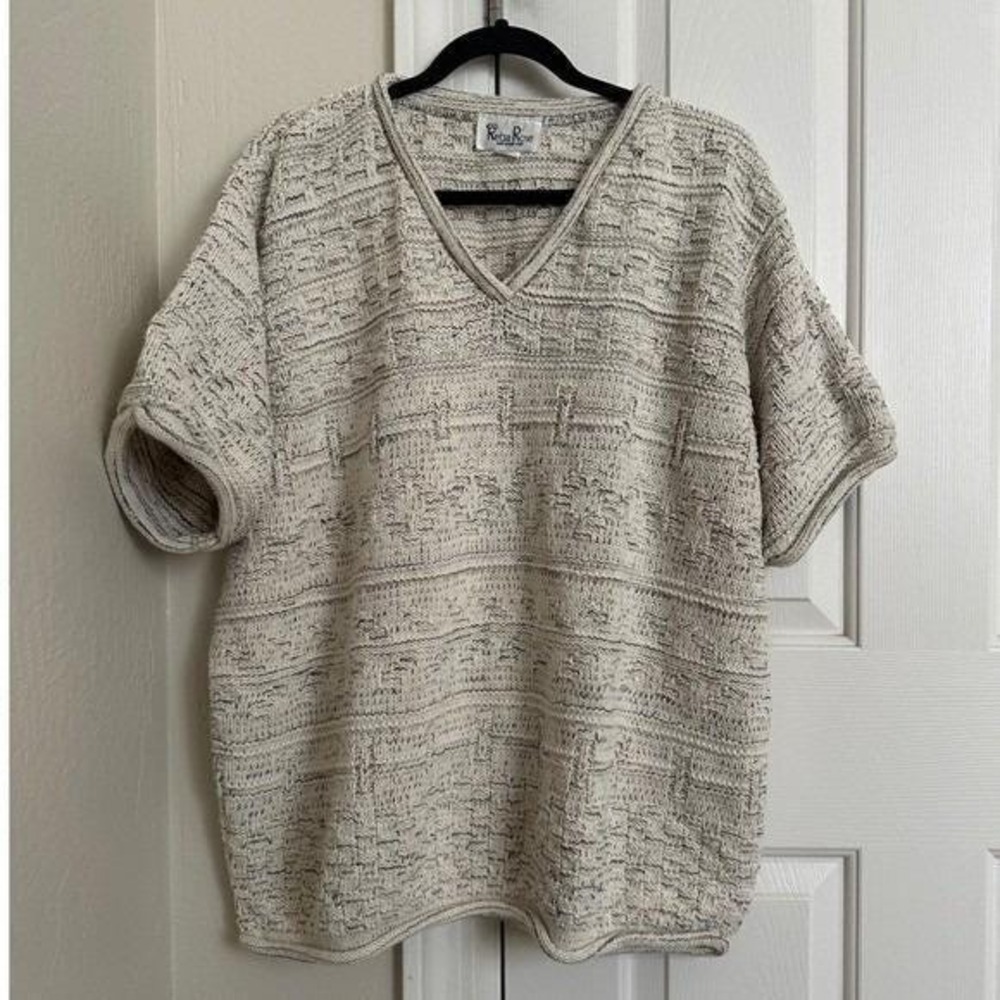 Vintage 90s Reba Rose New York Textured Knit V-Neck Top Plus Size 22/24 Made USA